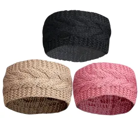 3pcs Woolen Yarn Woven Hairband Warm Wide-edged Hairband Knitting Hairband