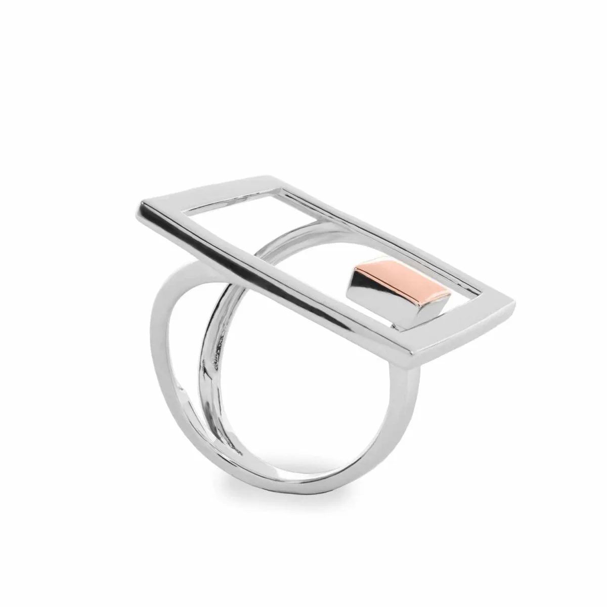 Anillos grandes diseo rectangular detalle en plata vermeil