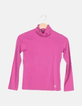 Benetton Camiseta rosa cuello vuelto