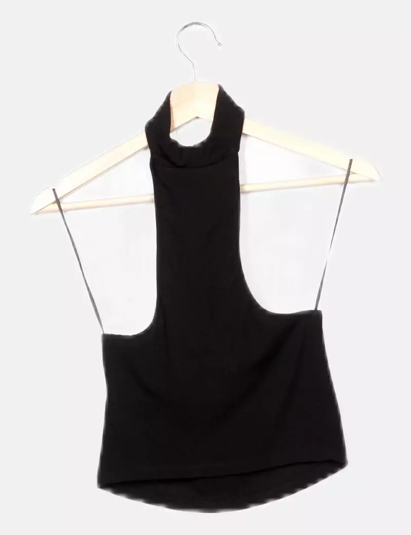 Bershka Crop top cuello halter negro