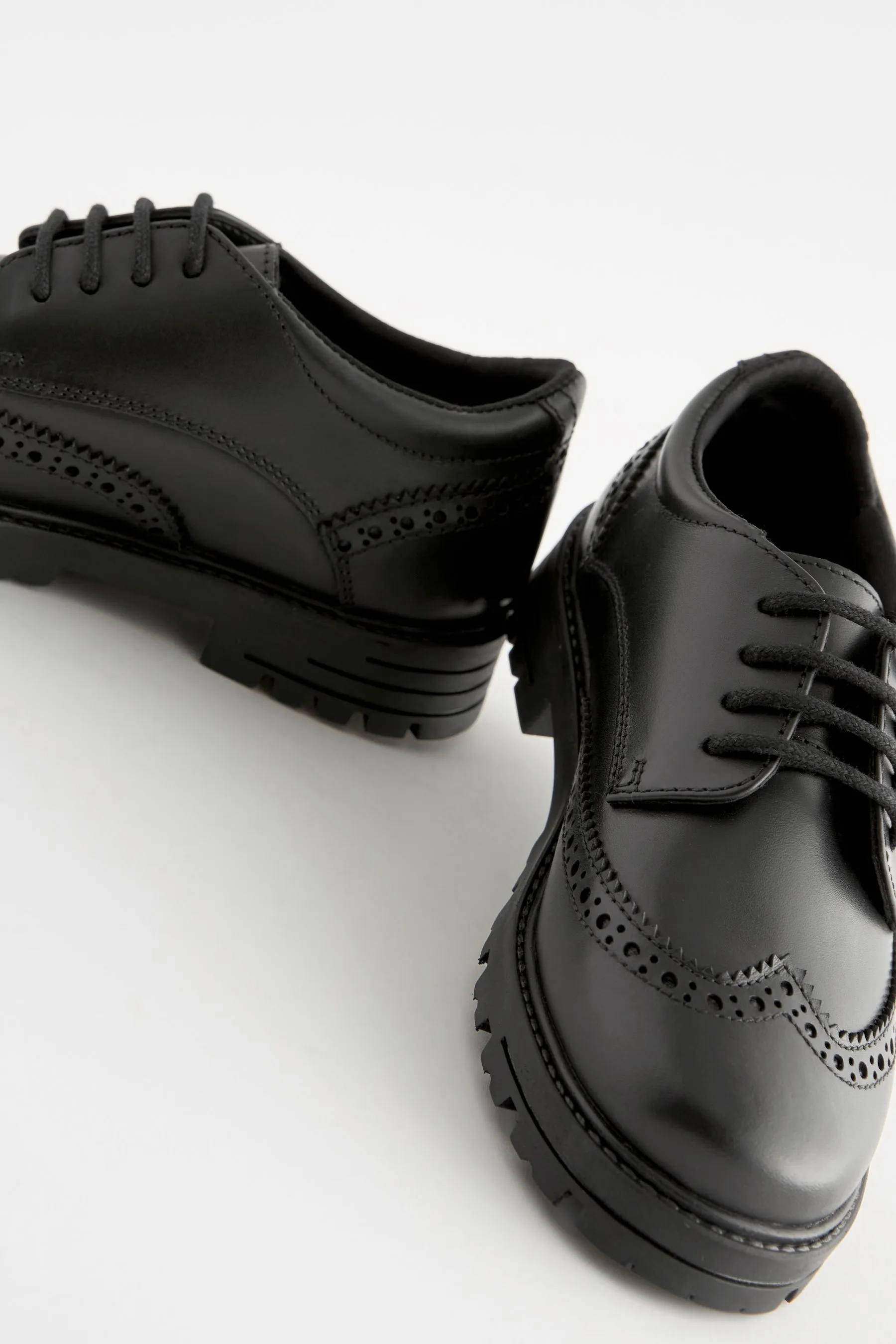 Black Matt - Zapatos Oxford escolares de cordones gruesos de cuero