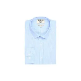 Blue Cotton shirt with white stripes - QUENTIN