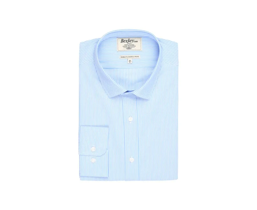 Blue Cotton shirt with white stripes - QUENTIN