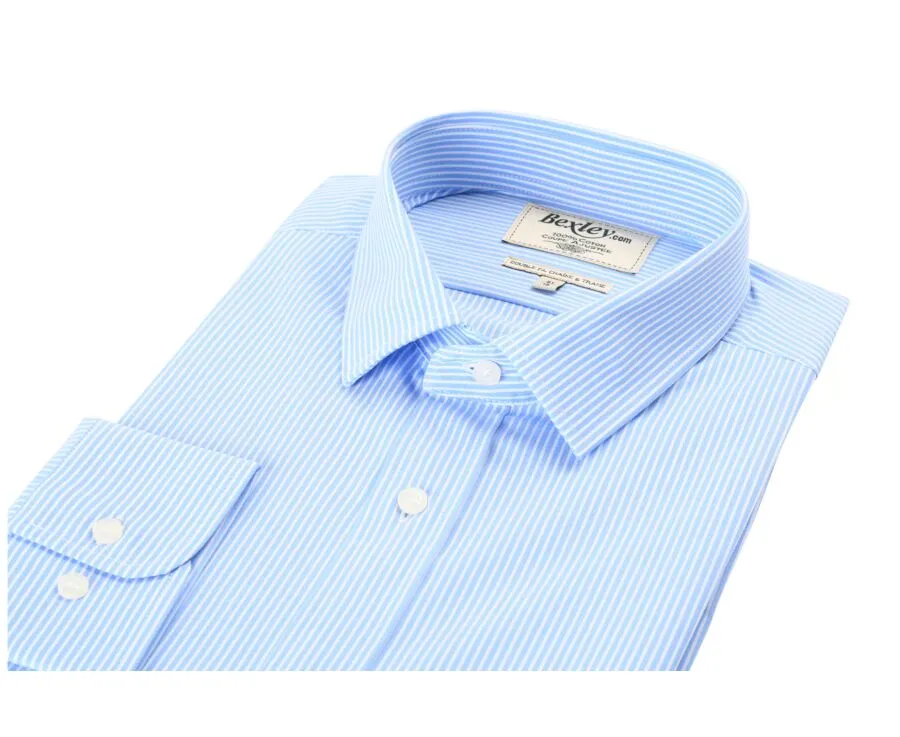 Blue Cotton shirt with white stripes - QUENTIN