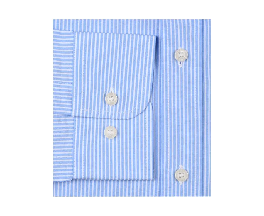 Blue Cotton shirt with white stripes - QUENTIN