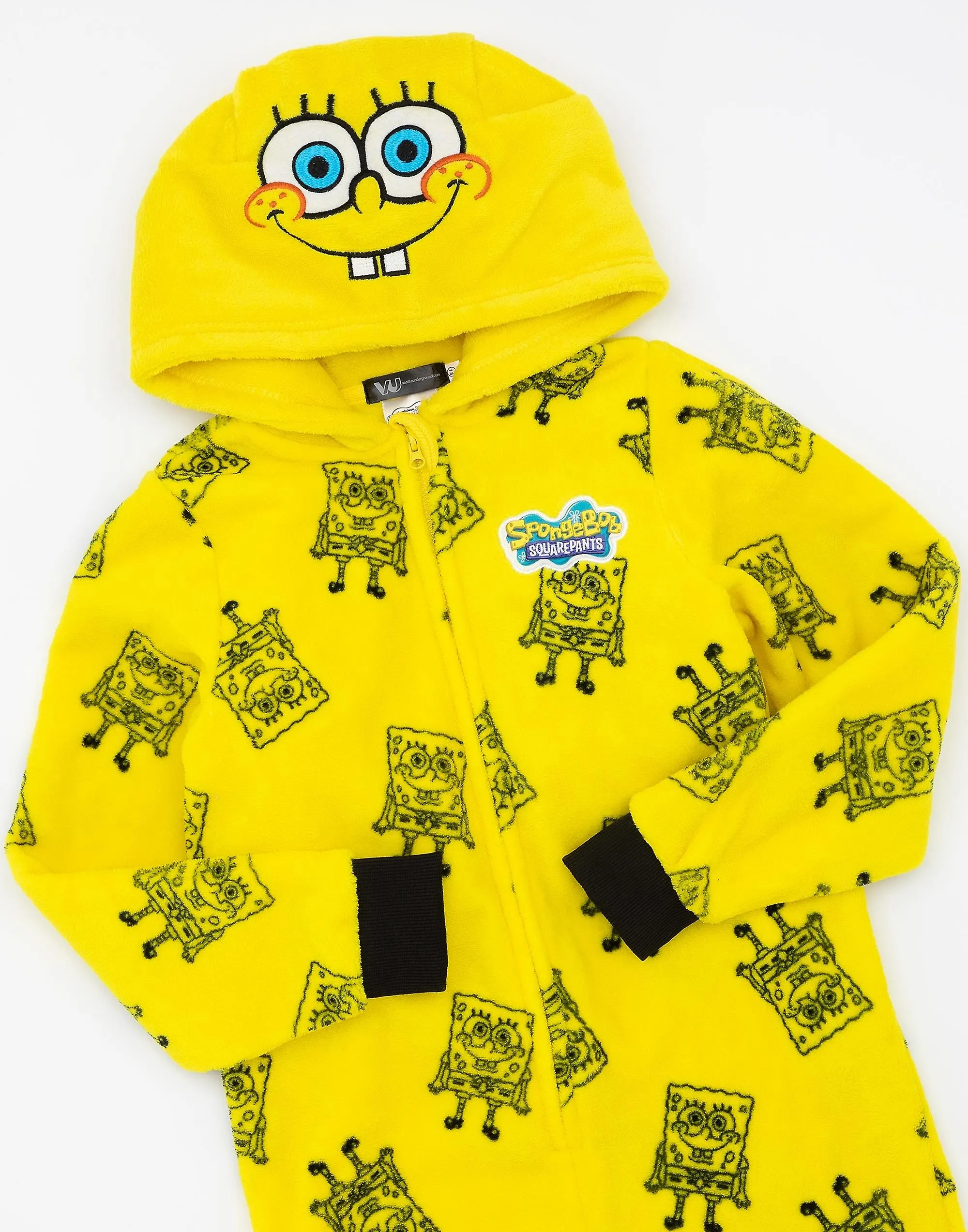 Bob Esponja SquarePants Unisex Niños Onesie Amarillo Novedad Capucha de personaje 3D con cuerpo de impresión de todo