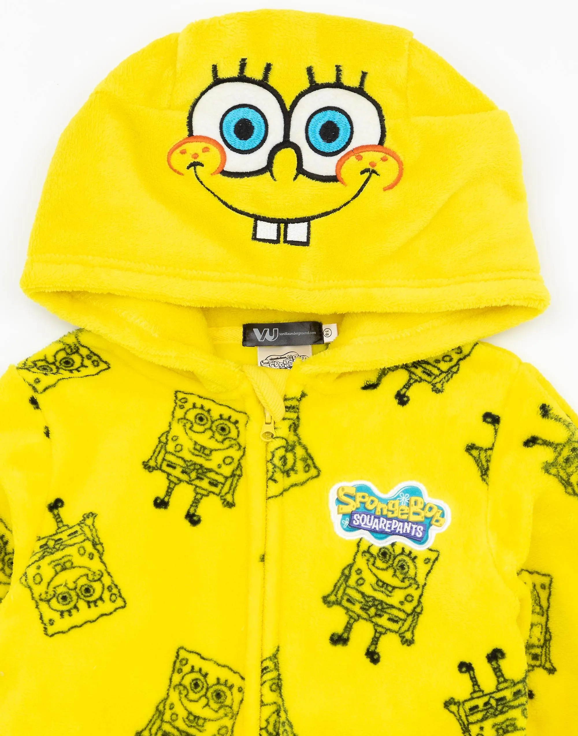 Bob Esponja SquarePants Unisex Niños Onesie Amarillo Novedad Capucha de personaje 3D con cuerpo de impresión de todo