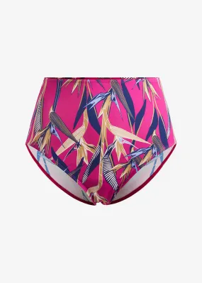 Braga de bikini de tiro alto Azul marino-fucsia estampado