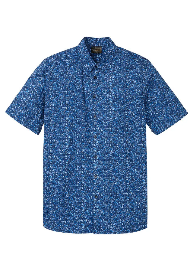 Camisa de manga corta Azul-blanco de flores