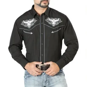 Camisa Vaquera Bordada El Seor de los Cielos Negra GEN-126676