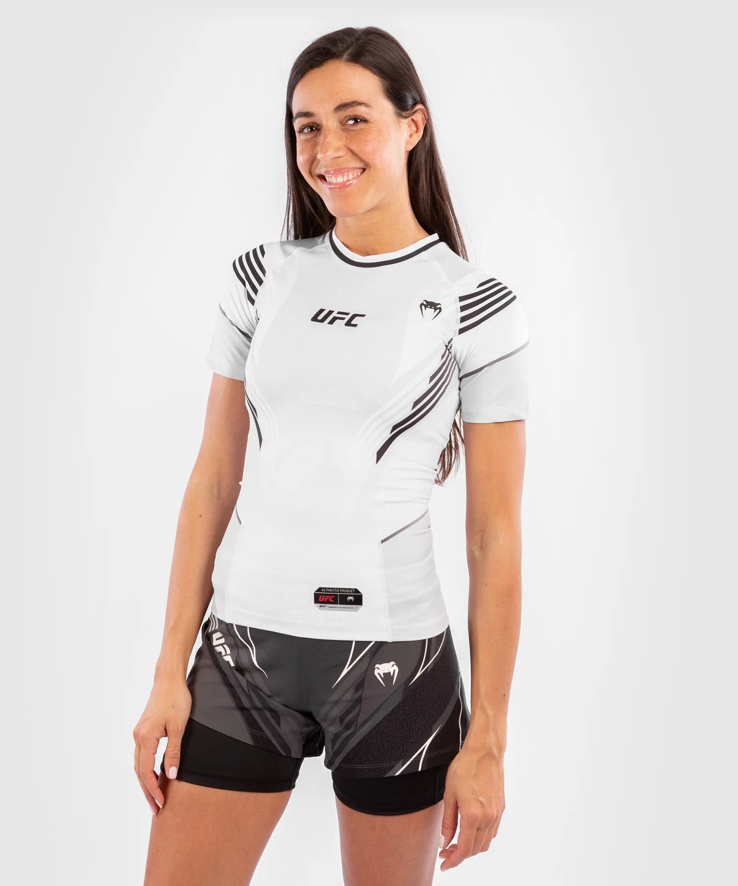 Camiseta De Compresión Para Mujer UFC Venum Authentic Fight Night - Blanco