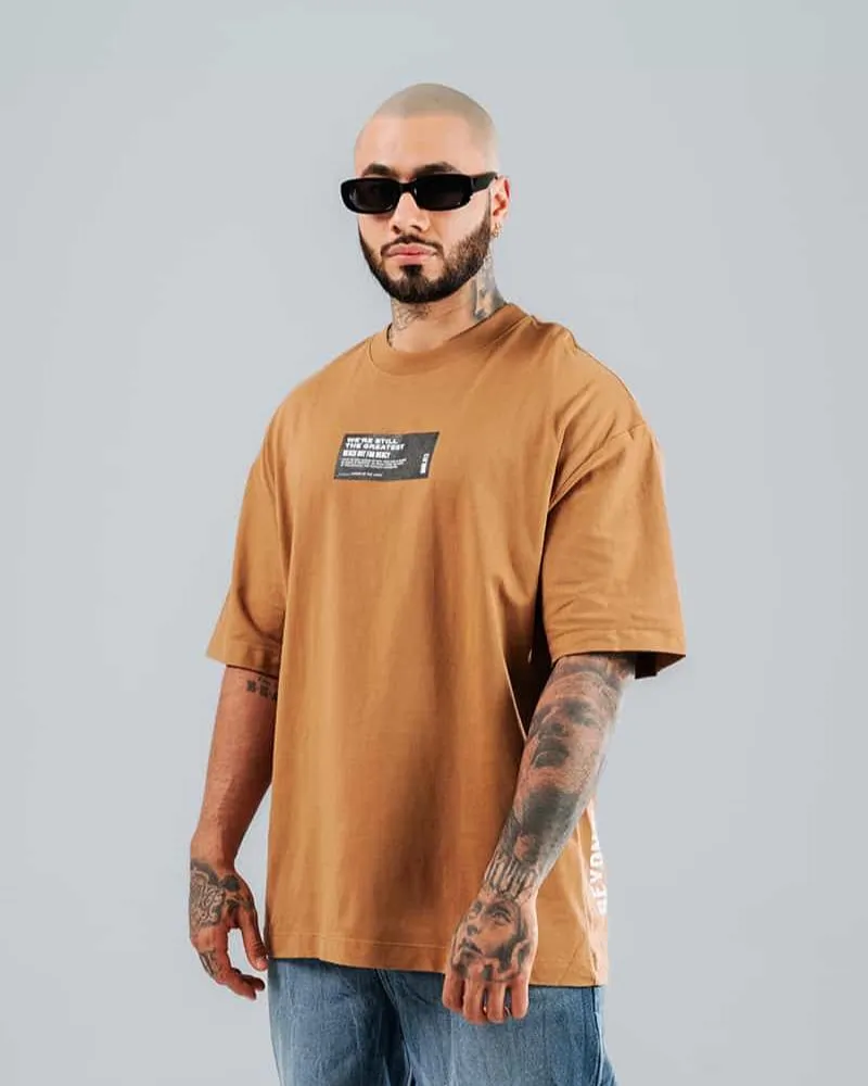 Camiseta Para Hombre Oversize Café Beyond The Fear