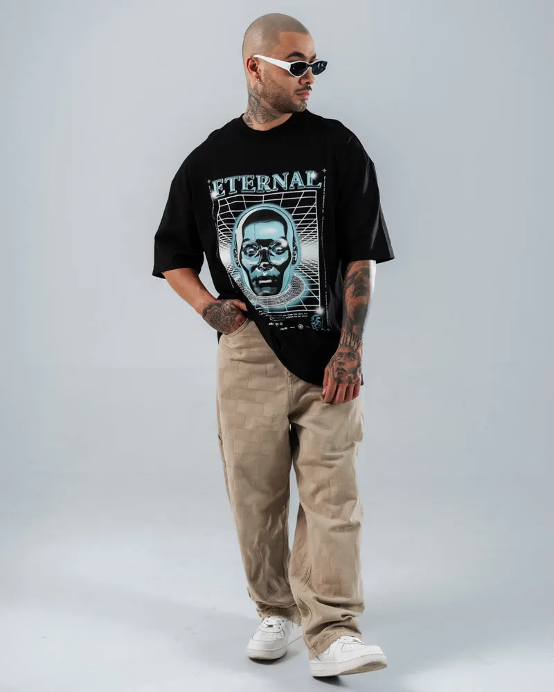 Camiseta Para Hombre Oversize Negra Eternal