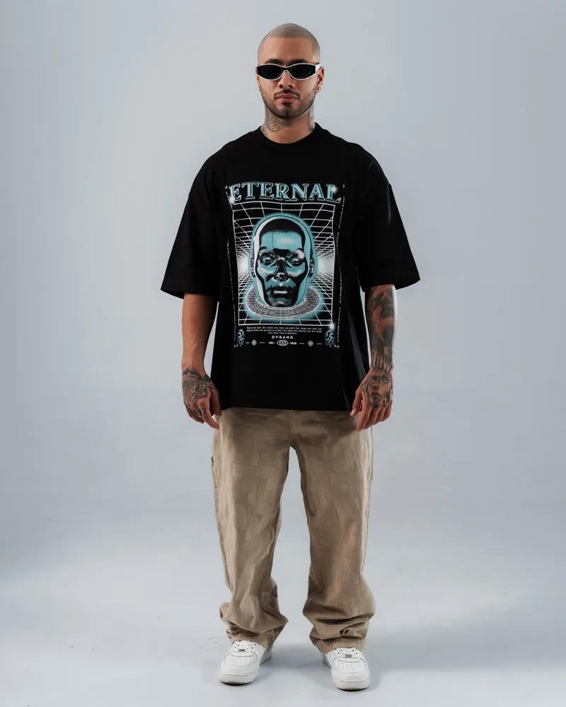 Camiseta Para Hombre Oversize Negra Eternal