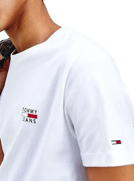 camiseta tommy jeans chest logo blanco