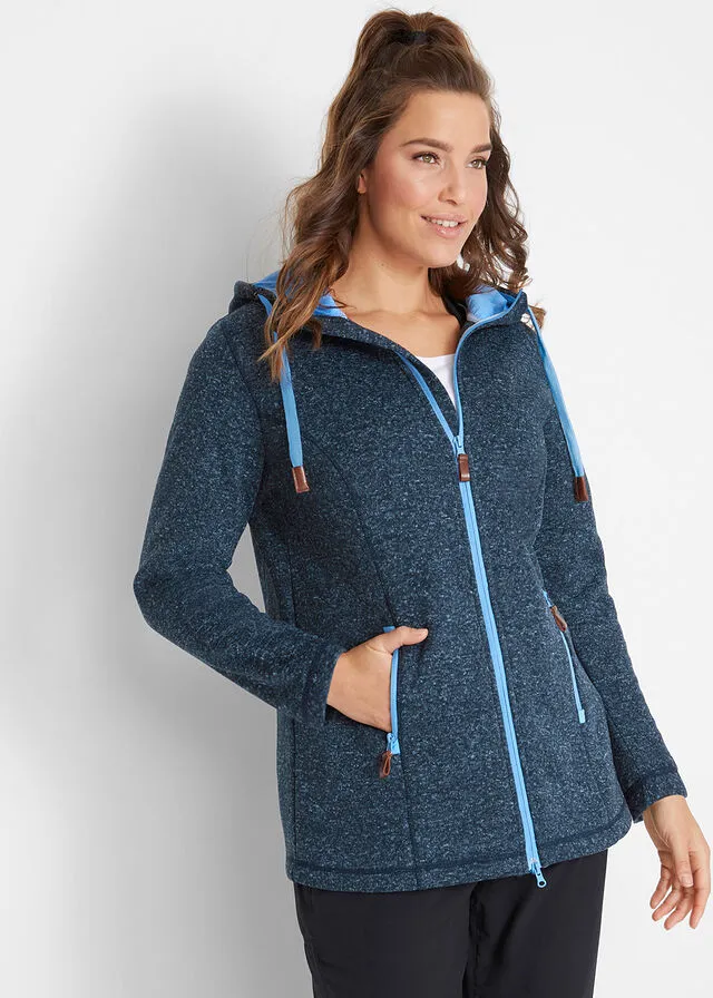 Chaqueta polar con capucha Azul marino jaspeado