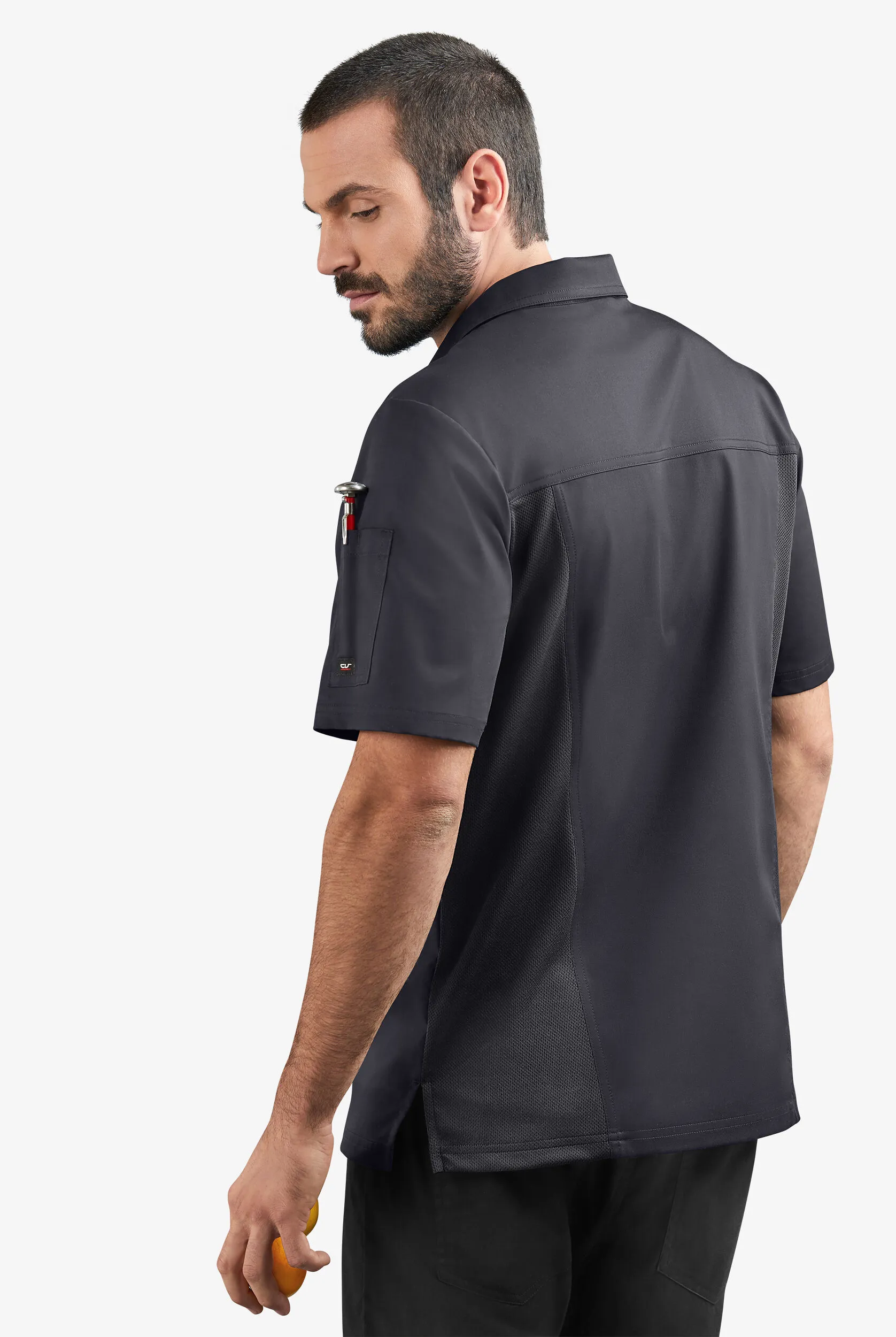 CHEF 360 Men's 2-Pocket Short Sleeve Polo STRETCH Chef Shirt