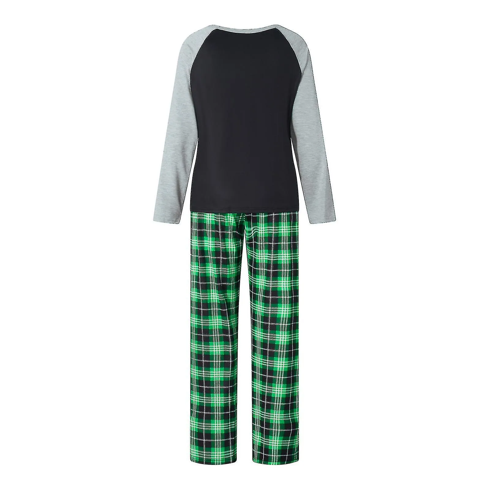 Christmas Family Matching Pajamas Set, Long Sleeve Elf Hand Print Tops With Plaid Pants Sleepwear Loungewear