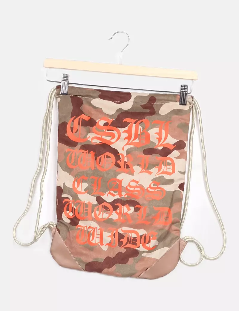 CSBL Mochila marrón texto estampado camuflaje