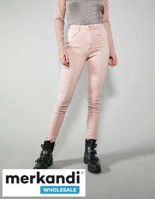 Damas Super Skinny Pink Spandex Summer Pantalón Jeans Pantalón Nuevo