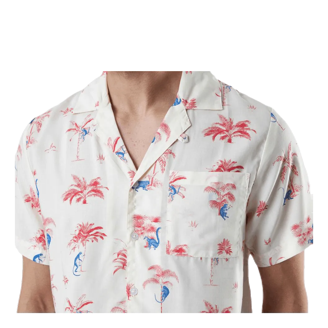 Dedicado Shirt Short Sleeve Marstrand Monkey Trees White