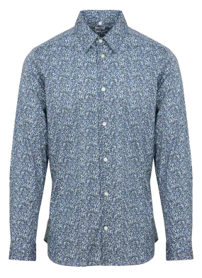 EKSTI - Camisa de algodón slim fit estampada en azul