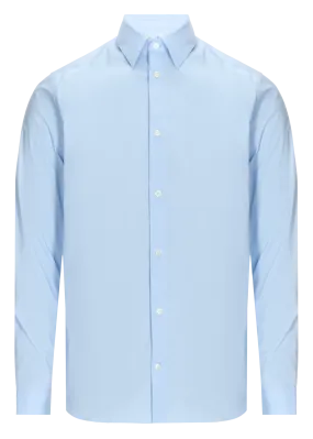 ESTRETCH - Camisa regular de algodón mezclado en azul