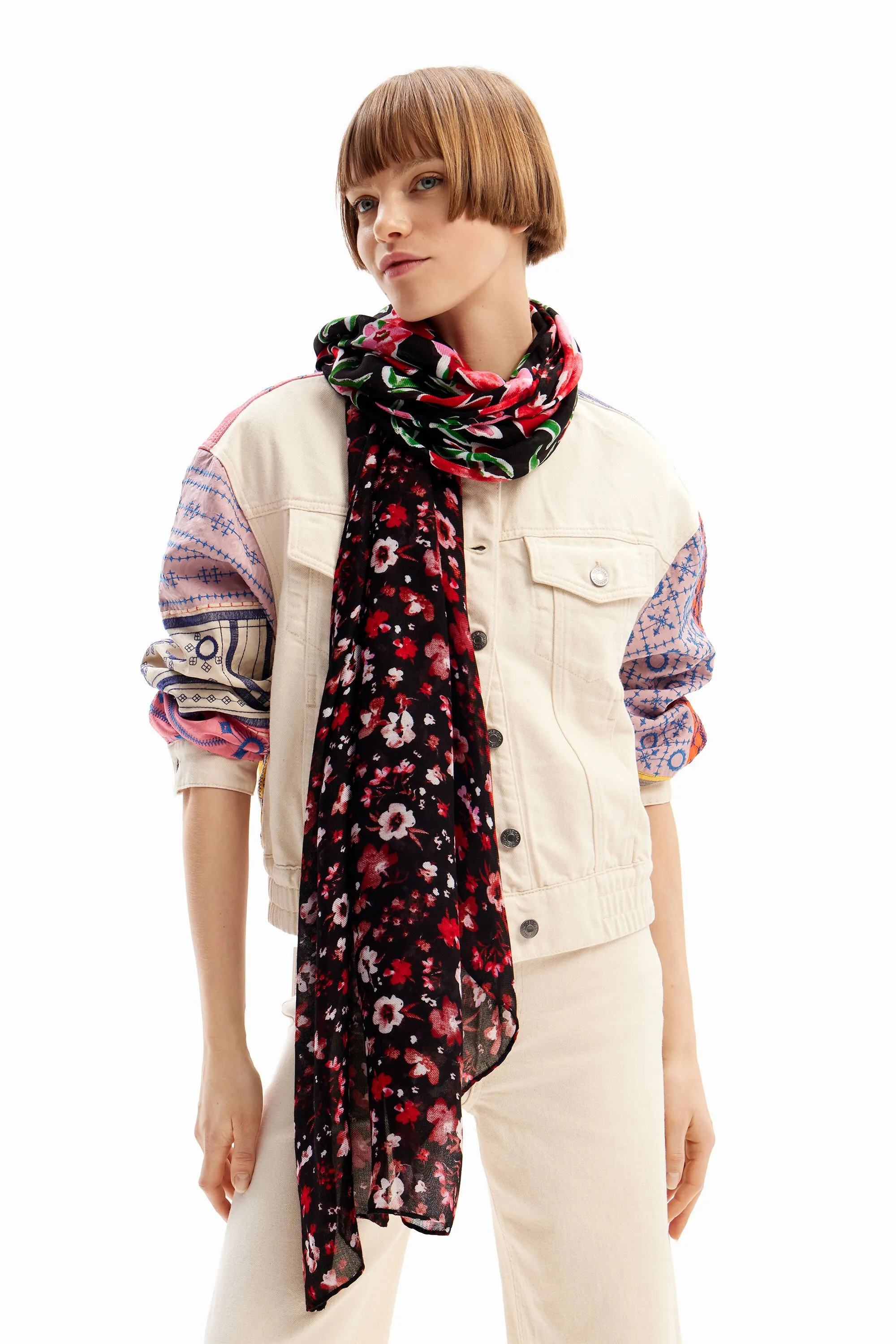 Foulard rectangular flores