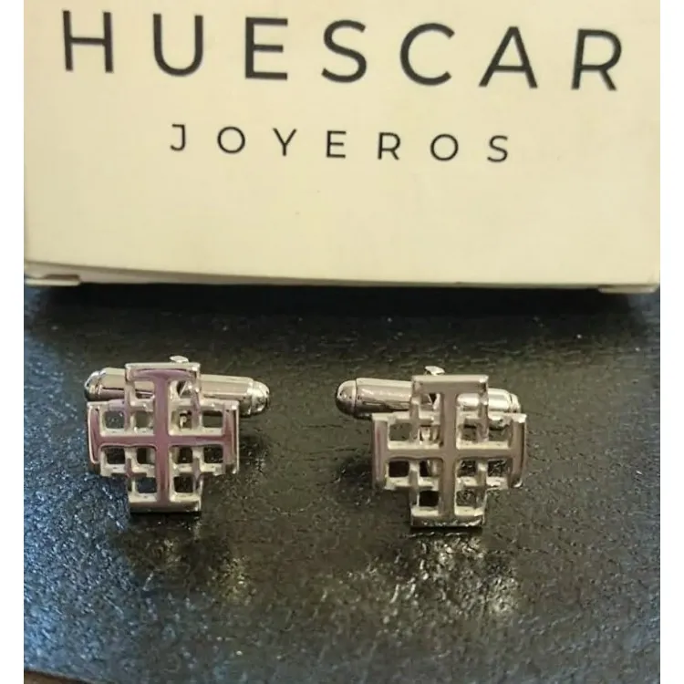 Gemelos Cruz de CRUCES en plata de ley