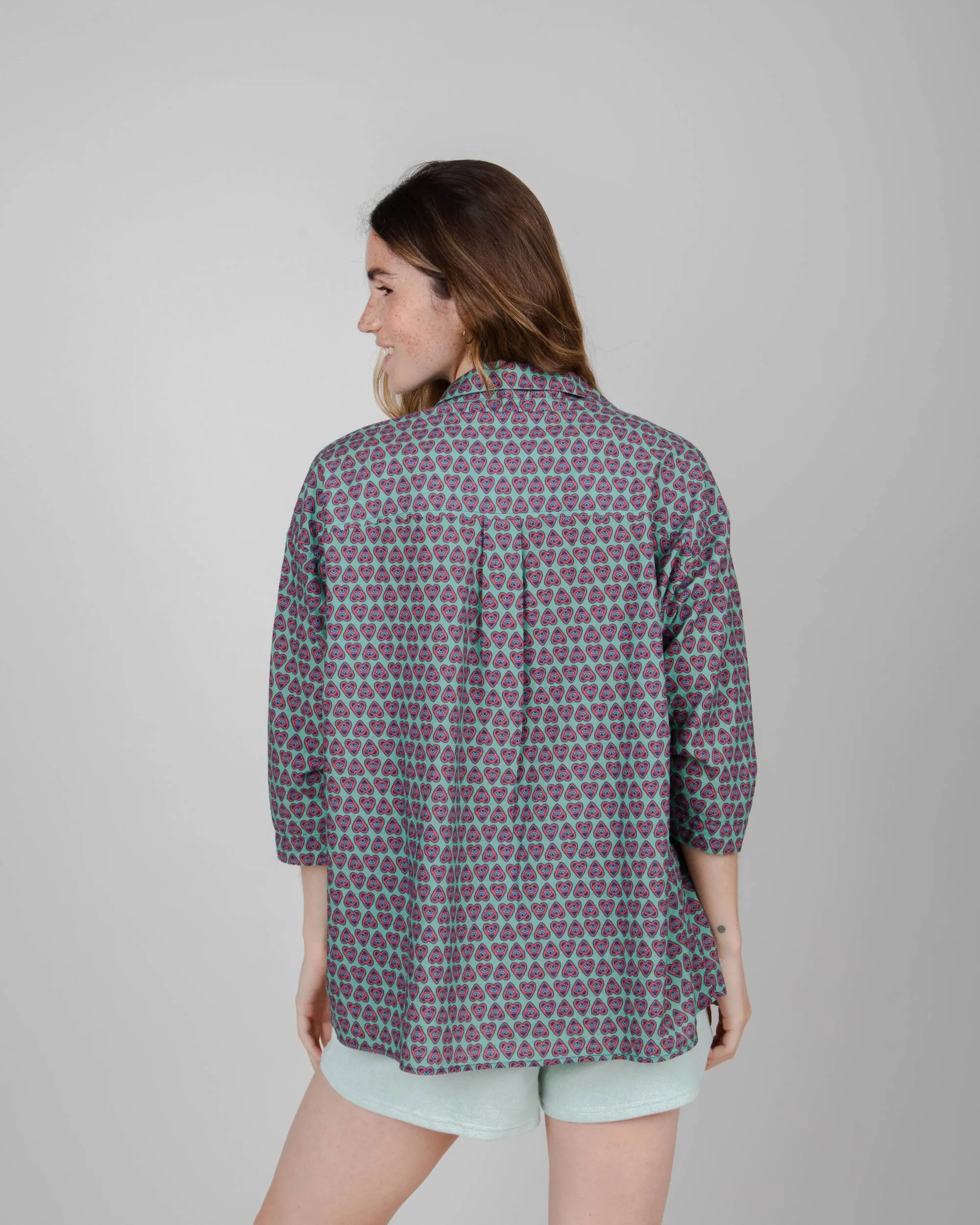 Heart 3/4 Sleeve Regular Blouse Light Morera