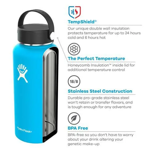 HYDRO FLASK  STANDARD MOUTH Botella térmica con tapa Flex Cap  de 532 ML/ 18 OZ White