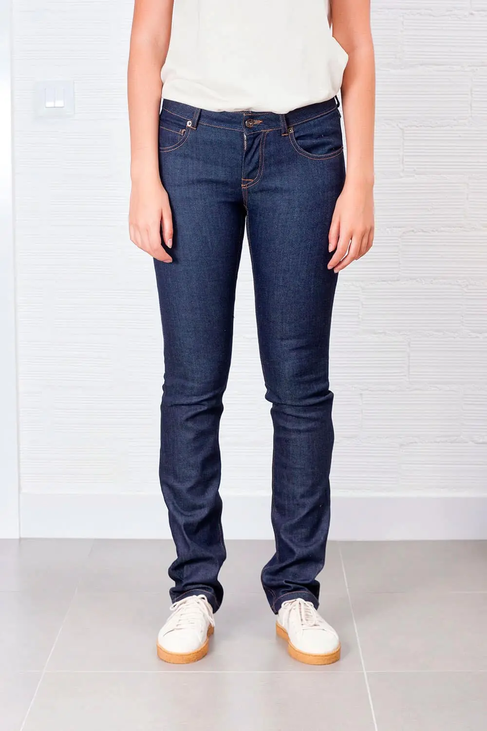 Jeans slim fit mujer índigo oscuro ecológicos