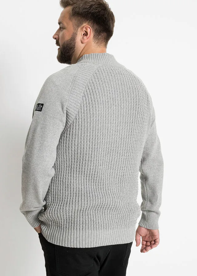 Jersey de cuello alto con algodón reciclado Gris jaspeado