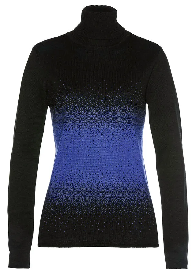 Jersey de cuello alto Negro-azul zafiro