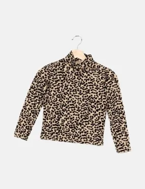 KIDS ONLY Camiseta beige animal print cuello alto