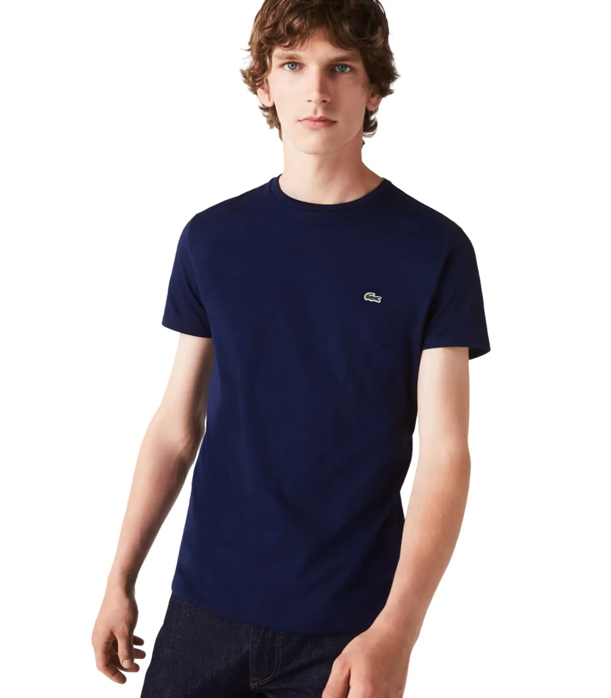 Lacoste - Camiseta Para Hombre Azul Marino - Tee-Shirt Ras Du Cou Manc