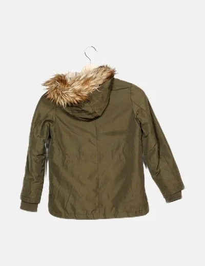 Lefties Parka verde pelo capucha