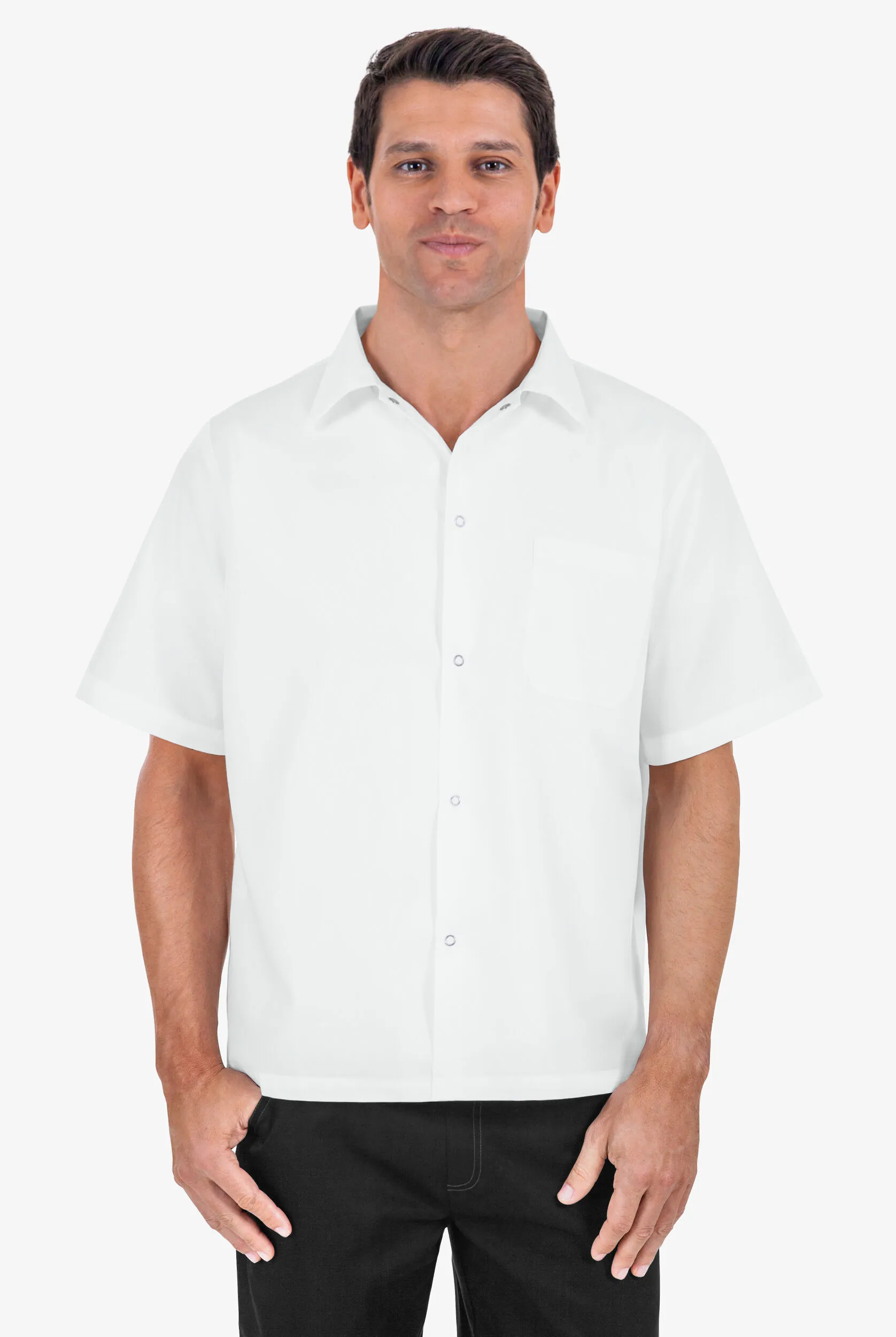 Lightweight Poly/Cotton Poplin Men's 1-Pocket Short Sleeve Kitchen Shirt