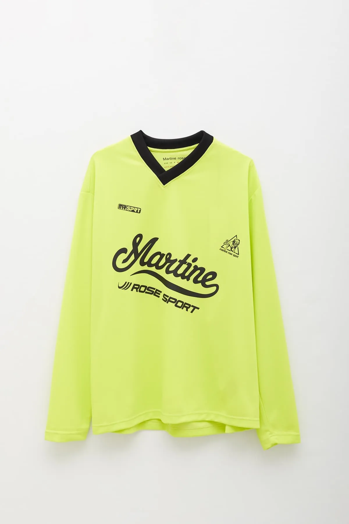 MARTINE ROSE FLUORESCENT YELLOW LS TWIST FOOTBALL T-SHIRT