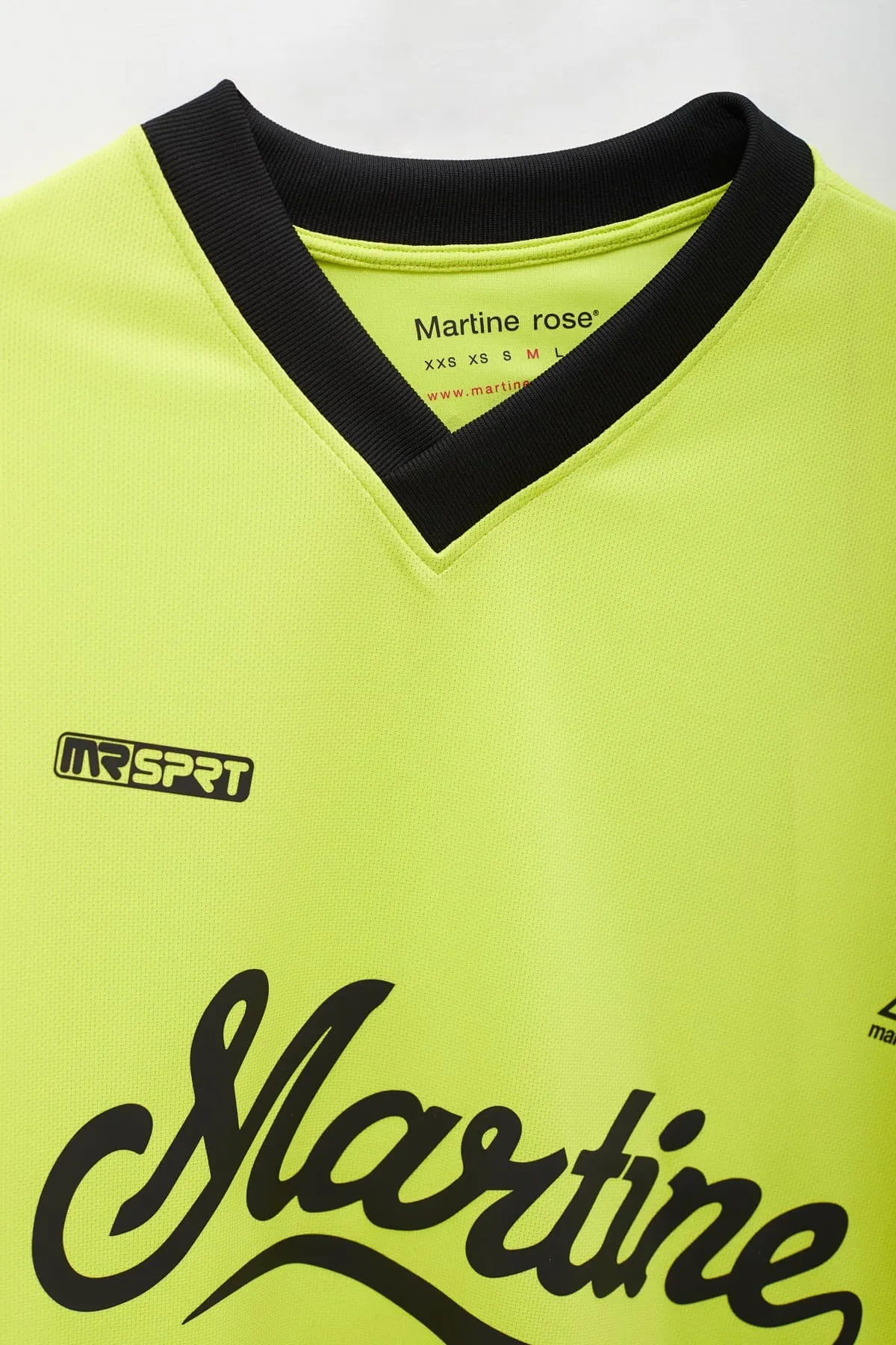 MARTINE ROSE FLUORESCENT YELLOW LS TWIST FOOTBALL T-SHIRT