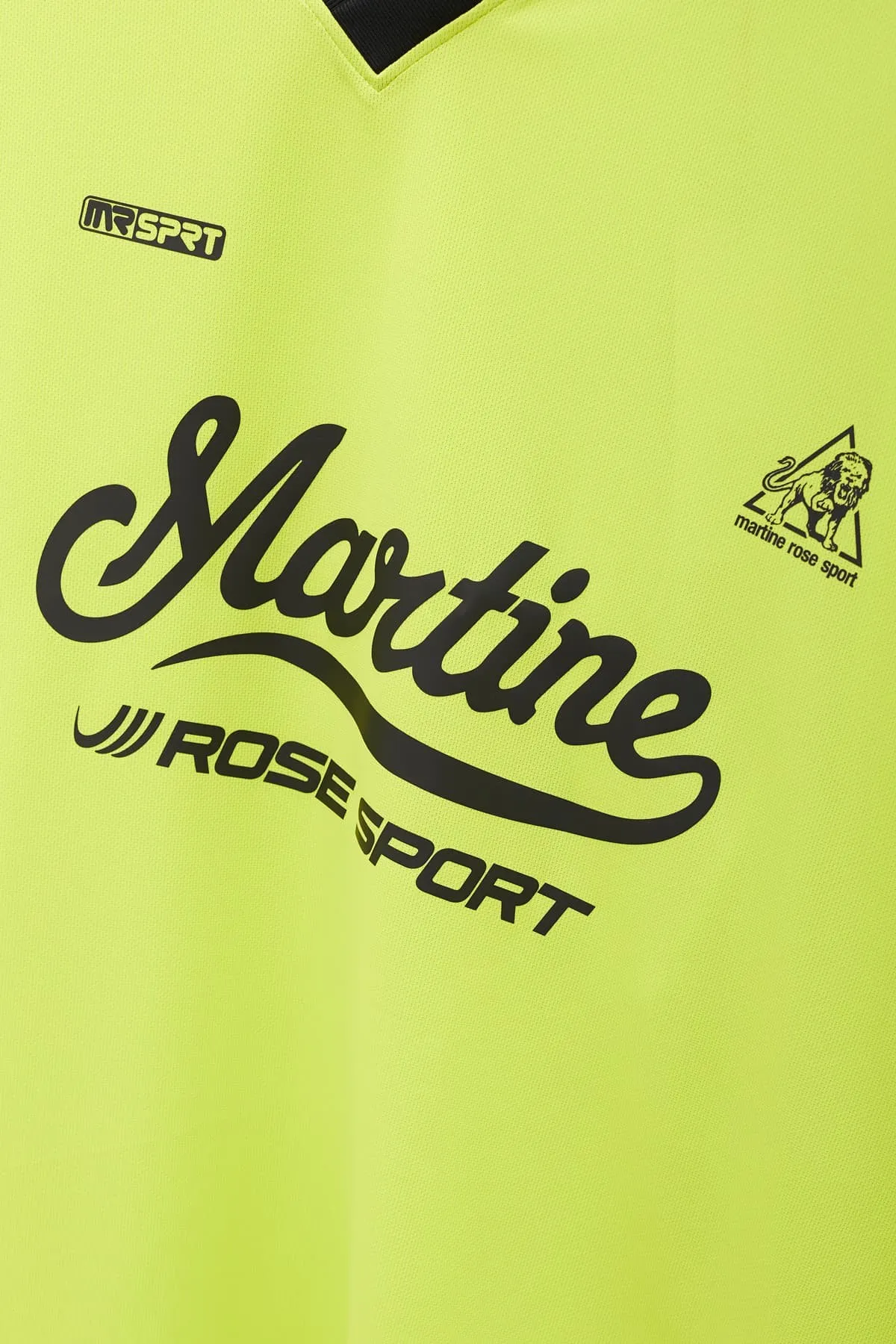 MARTINE ROSE FLUORESCENT YELLOW LS TWIST FOOTBALL T-SHIRT