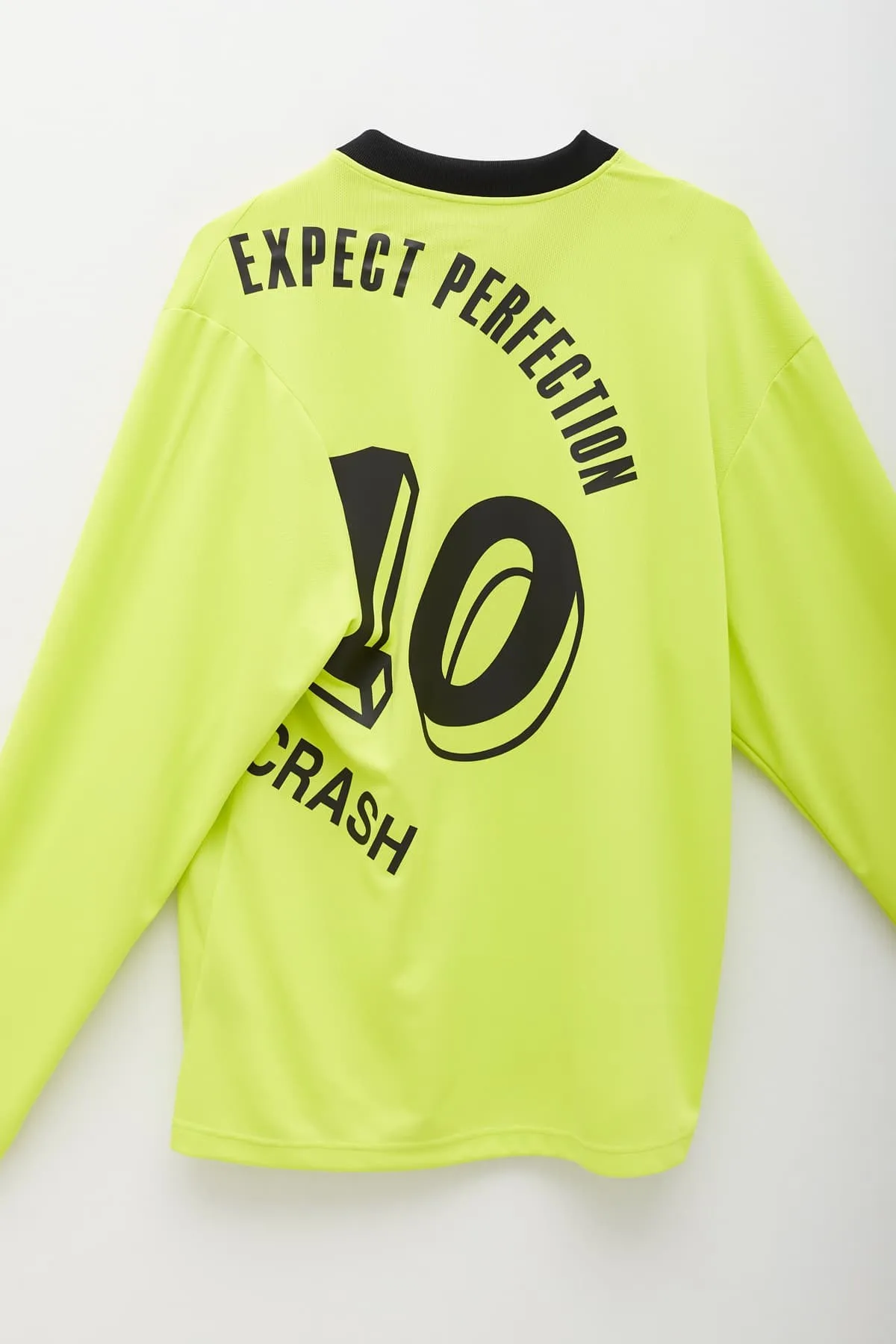 MARTINE ROSE FLUORESCENT YELLOW LS TWIST FOOTBALL T-SHIRT