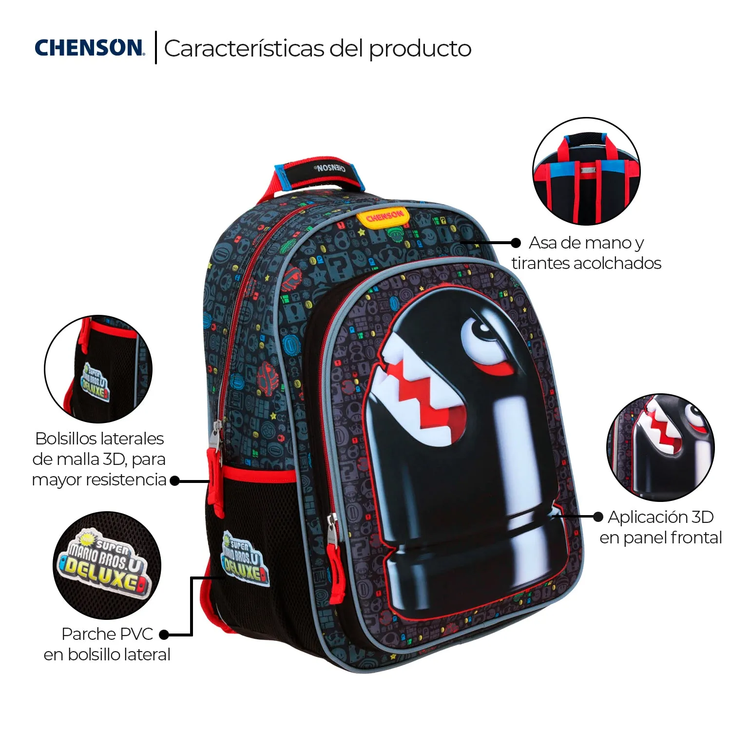 Mochila Bill Bala Negra MARIO BROS Chenson