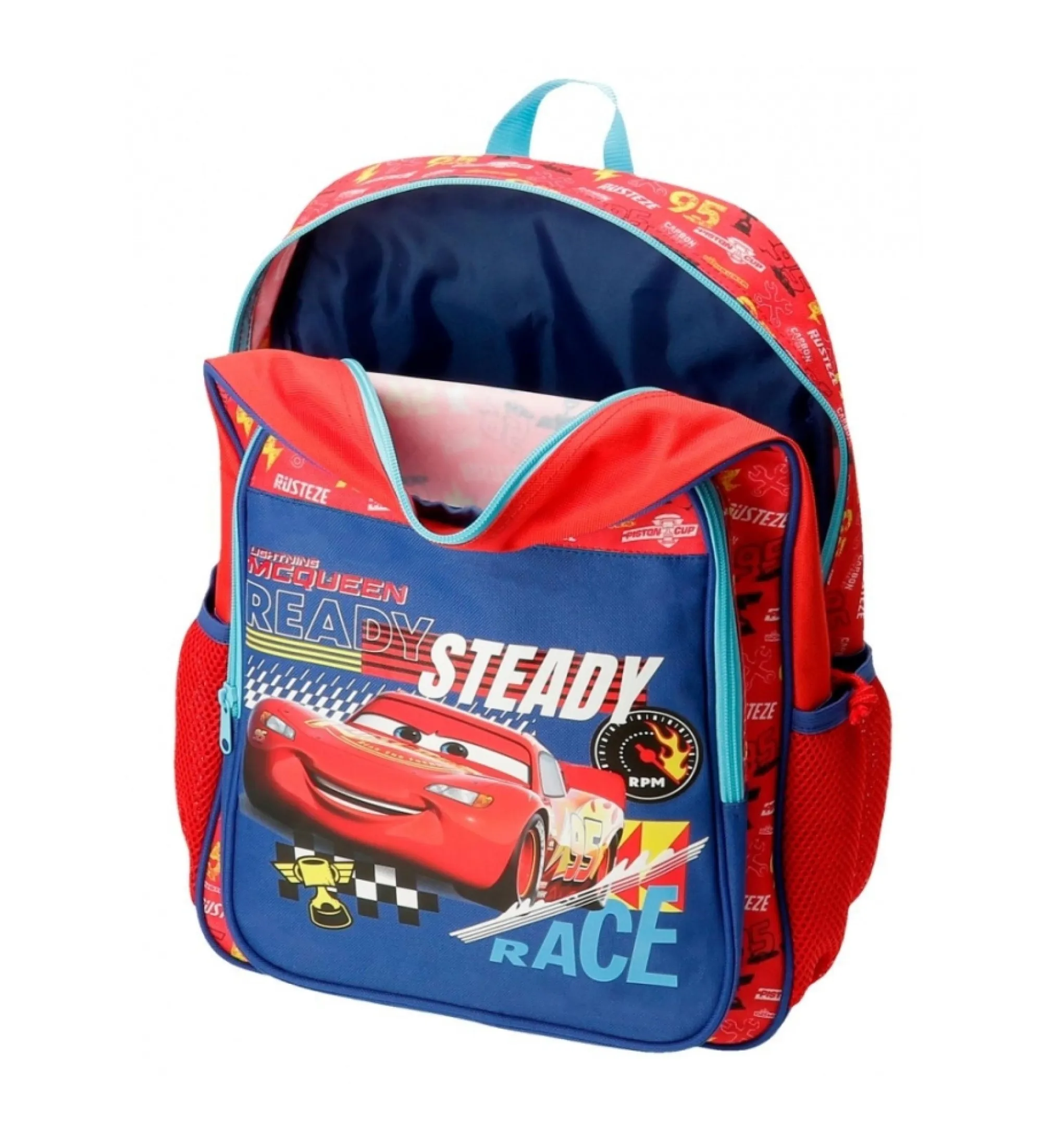 Mochila Cars Lets race 40 cm rojo