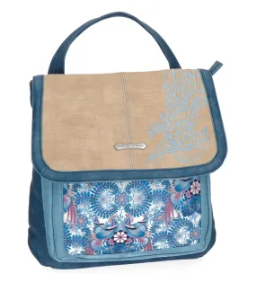 Mochila casual Catalina Estrada Faisan con bandolera -30x29x8cm- Azul