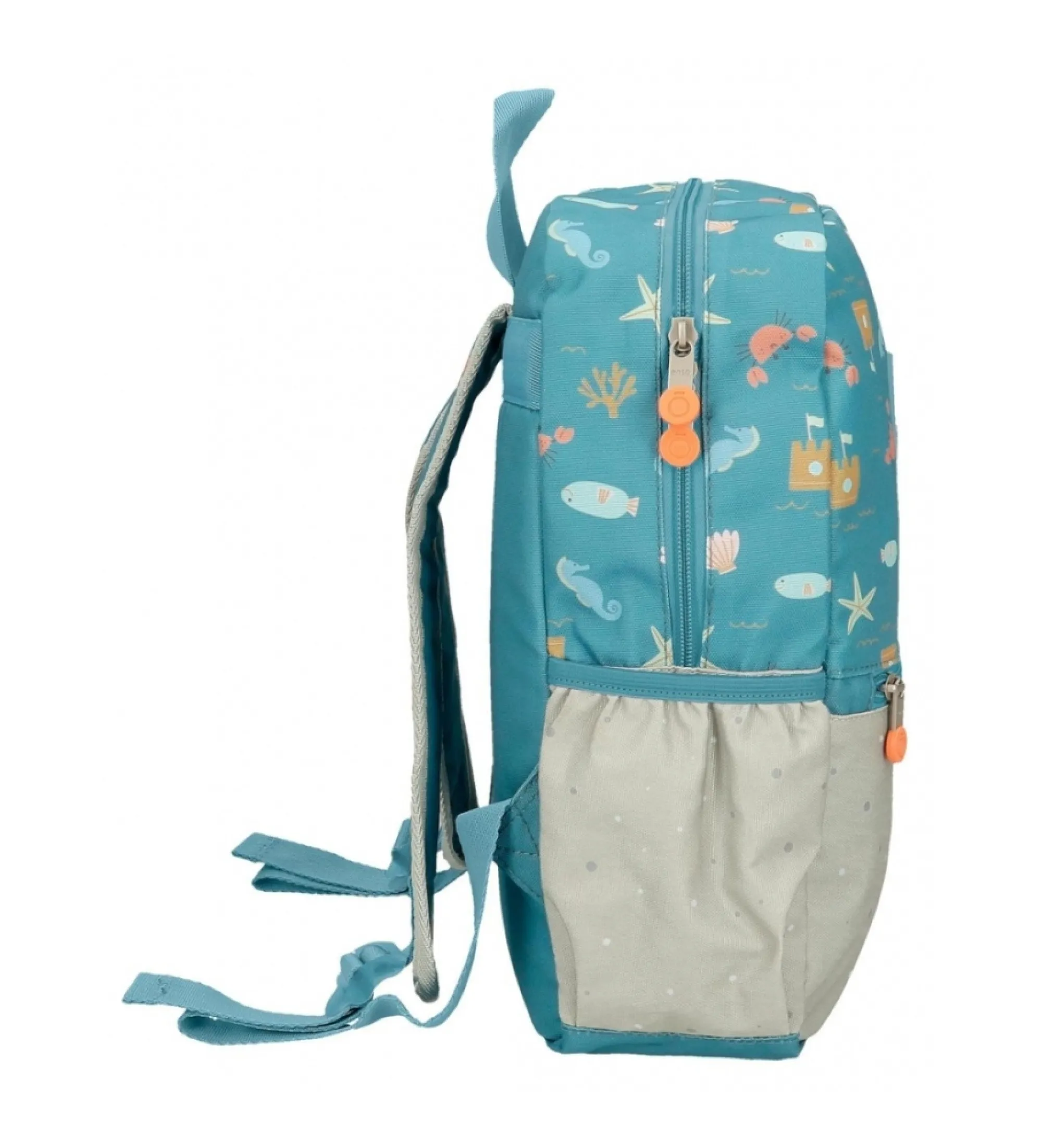 Mochila de paseo Enso Mr Crab 32cm adaptable a carro azul