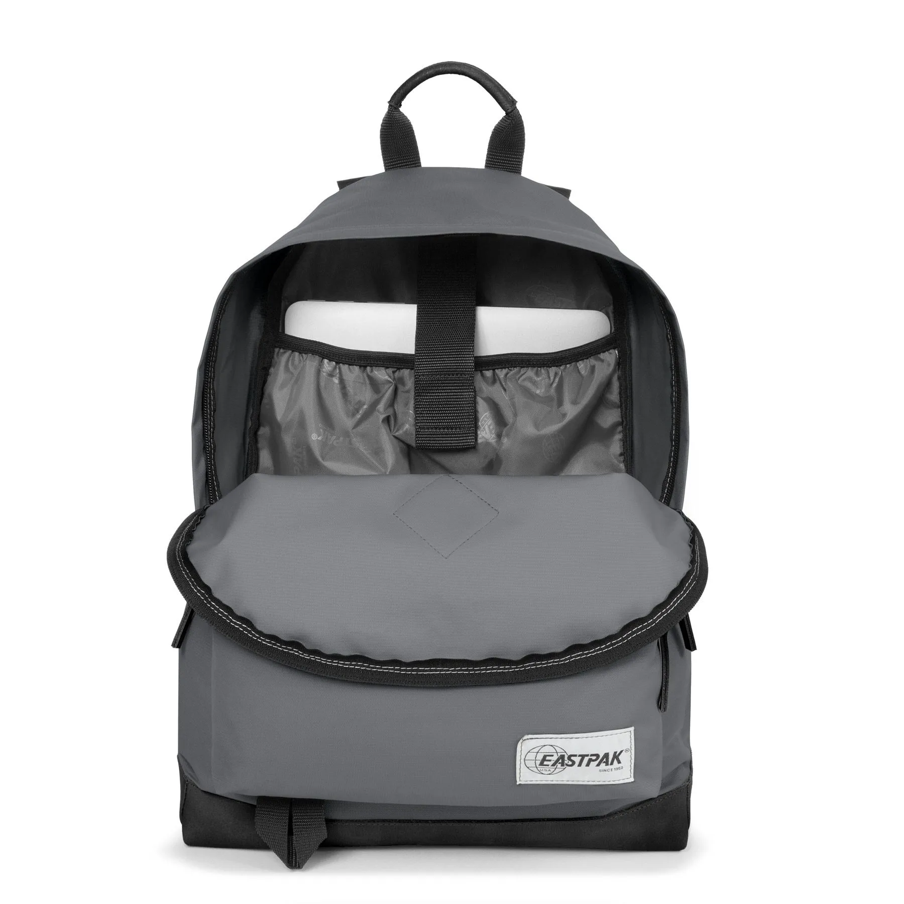 MOCHILA EASTPAK Wyoming Into fondo cuero 24 litros EK81115Q Croquete Gris fondo cuero negro