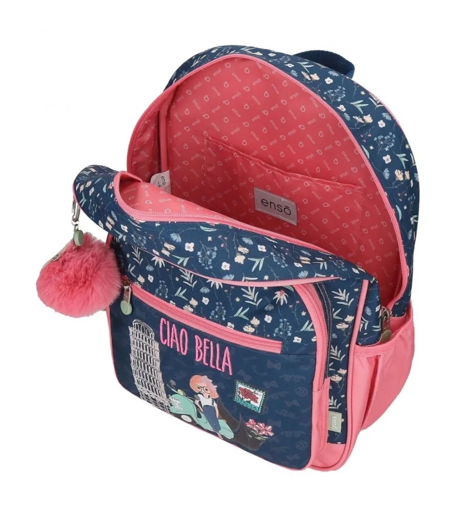 Mochila escolar Ciao Bella 38 cm con carro marino