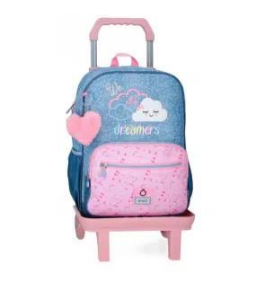 Mochila escolar Dreamer con carro azul