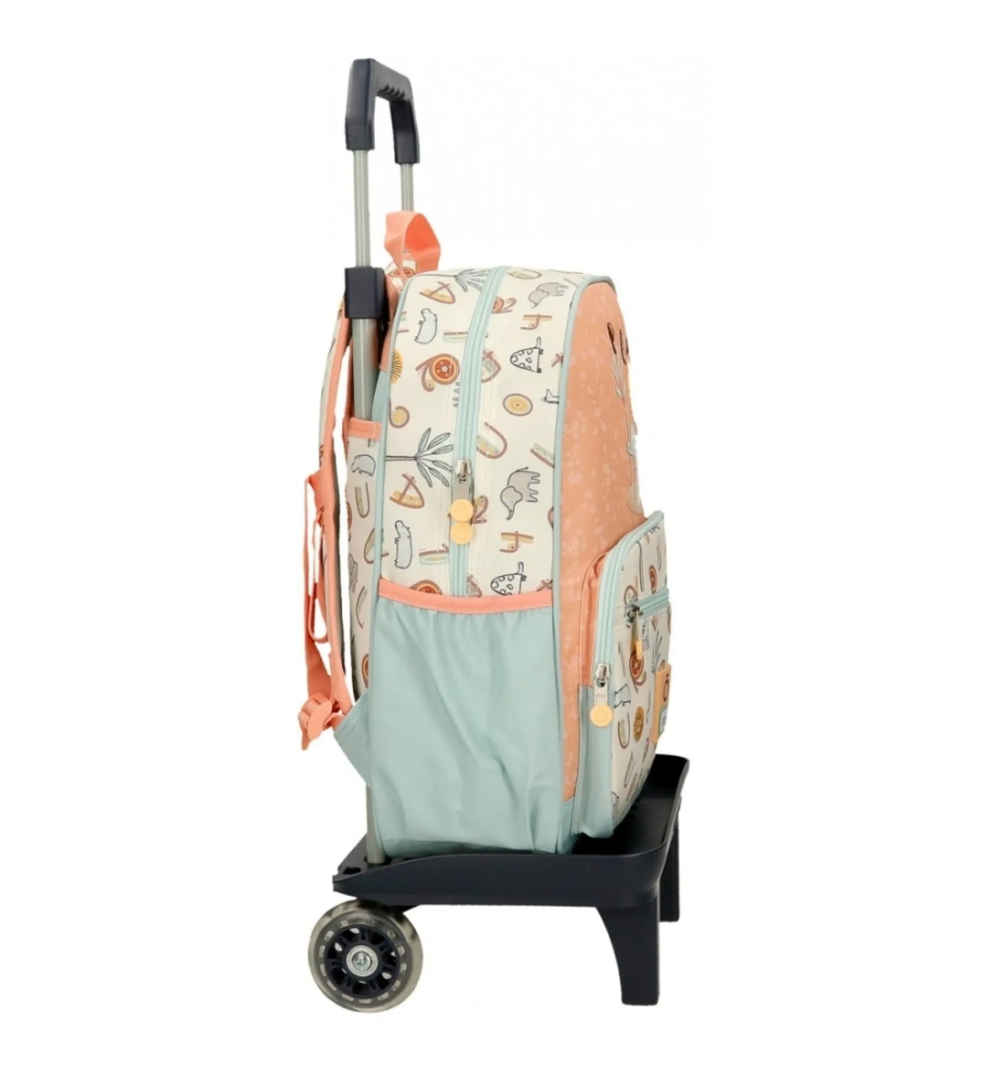 Mochila escolar Play all day con carro naranja